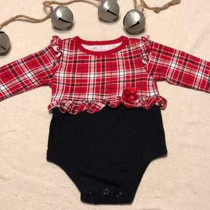 Baby Girl Holiday Plaid onesie (EUC)